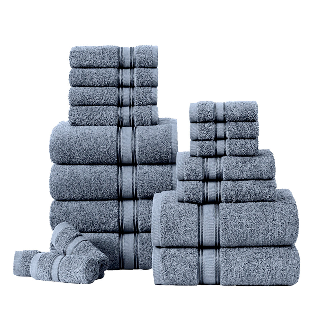 18 Piece 100% Cotton Towel Set 550GSM - Grey